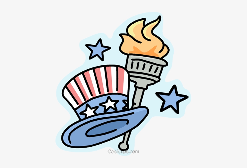 Uncle Sam's Hat And Torch Royalty Free Vector Clip - America The Beautiful Clip Art, transparent png