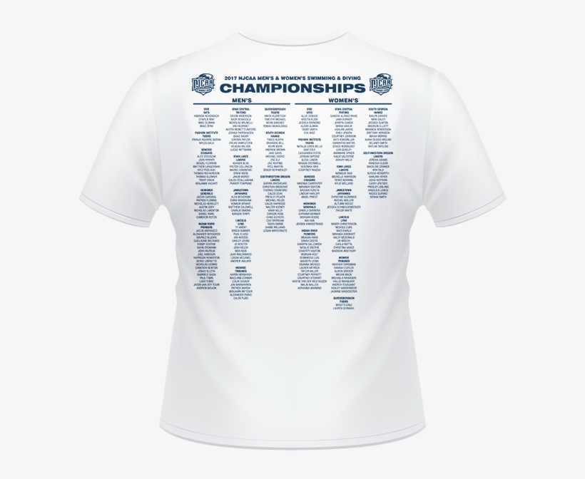 2017 Njcaa Swim & Dive Championship White T-shirt - Active Shirt, transparent png