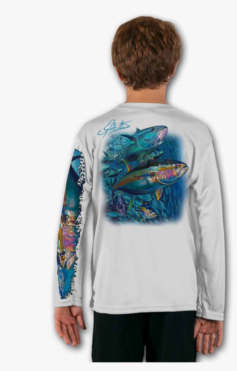 Tuna White Youth Solar Ls Back Performance Shirt - T-shirt, transparent png
