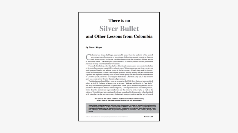 There Is No Silver Bullet And Other Lessons From Colombia - Military, transparent png