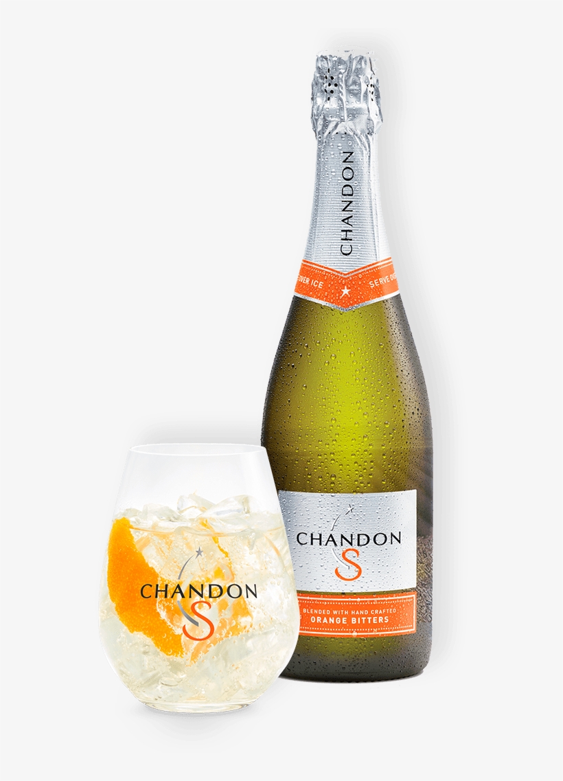 Bottle With Glass - Chandon S Sparkling With Orange Bitters, transparent png