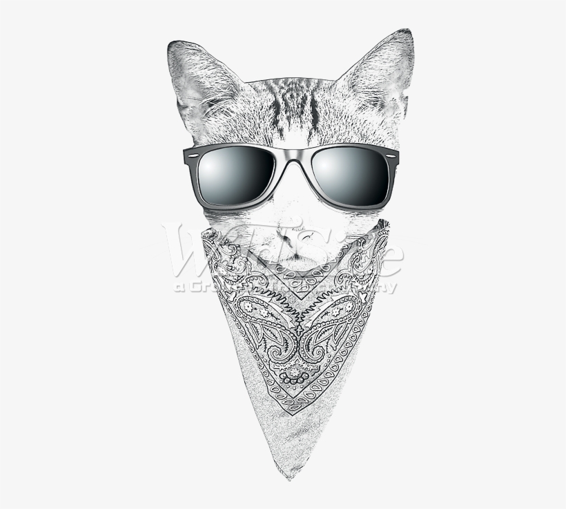 Cat Face With Sunglasses And Bandana - Cat Sunglasses Bandana Animal Lover Mens Tank Top, transparent png