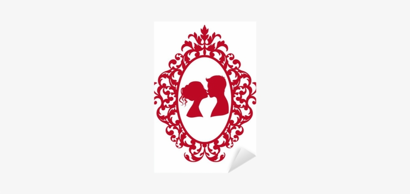 Kissing Couple In Antique Frame, Vector Sticker • Pixers® - Decal Guru Chandelier Picture Frames Wall Decal Colour:, transparent png