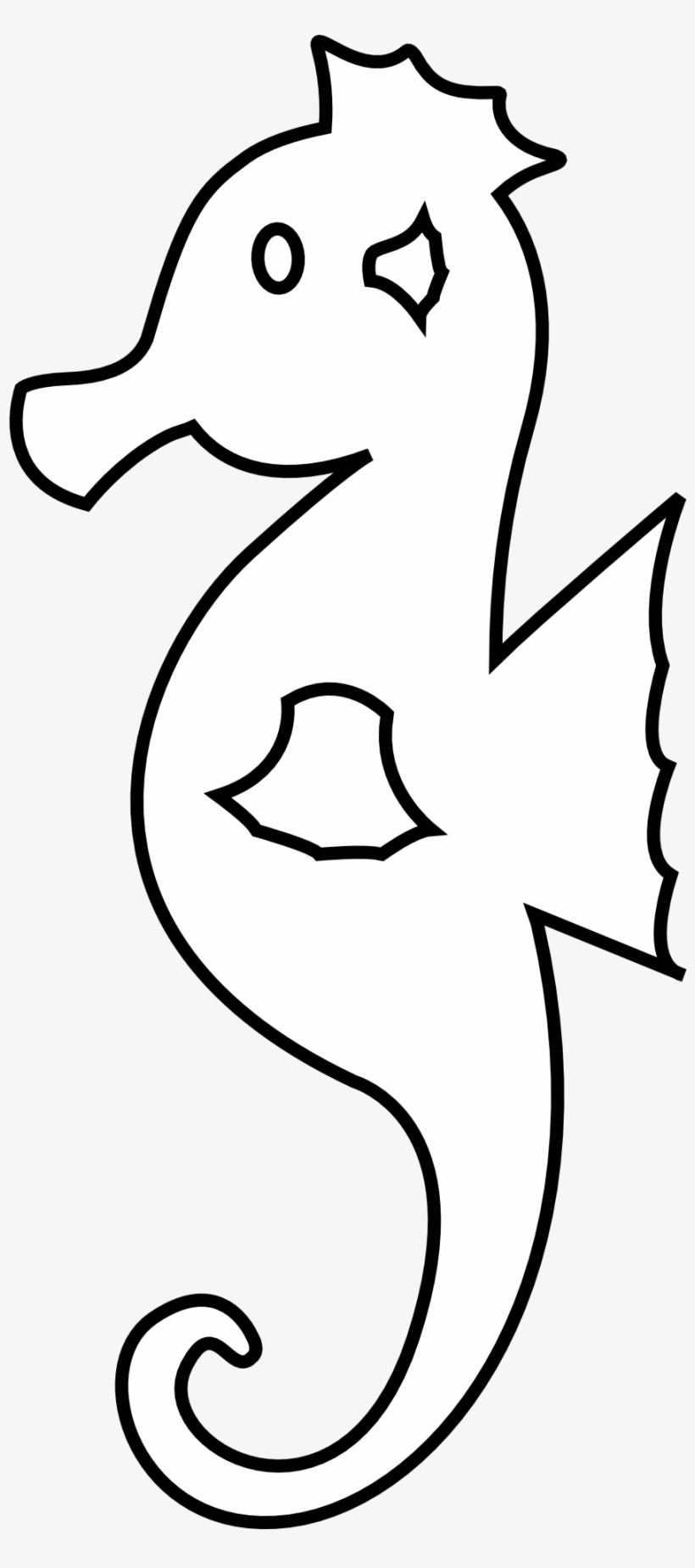 Colorful Animal Sea Horse Black White Line 1979px 129 - Line Drawing Seahorse, transparent png