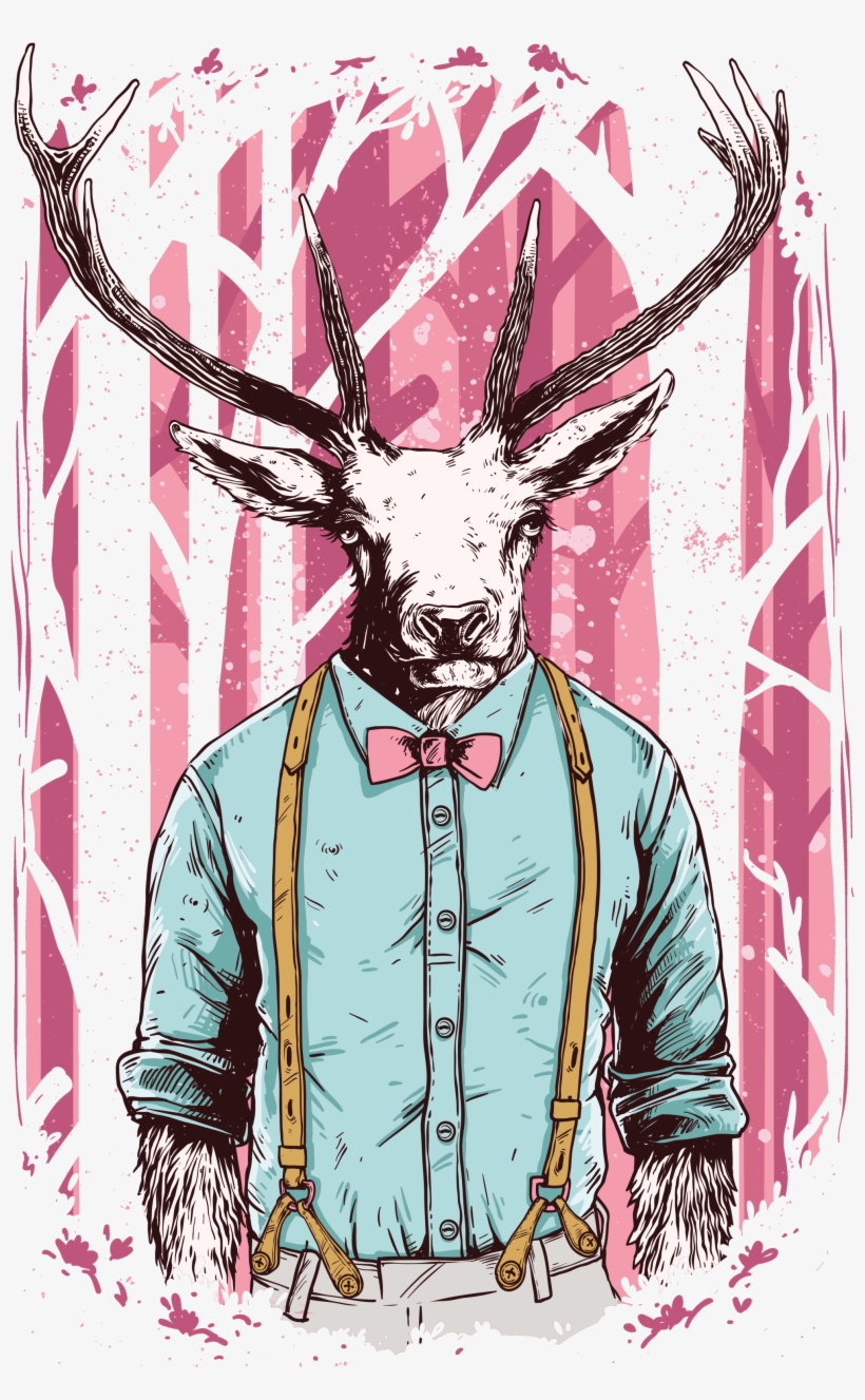 Anthropomorphic Animals - Hipster-rotwild Im Wald Spiral Notizblock, transparent png