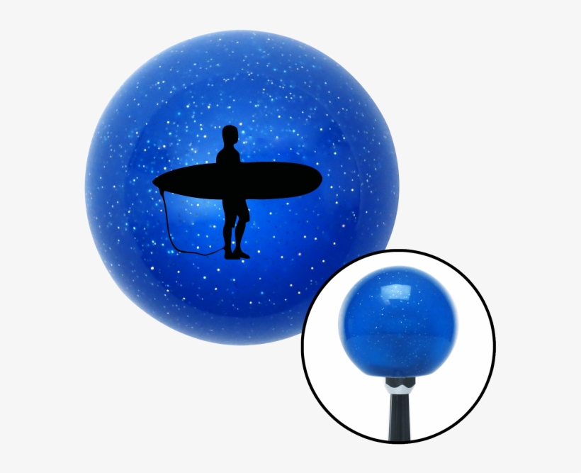 Black Surfboard Silhouette Blue Metal Flake Shift Knob - Anime Shift Knob, transparent png