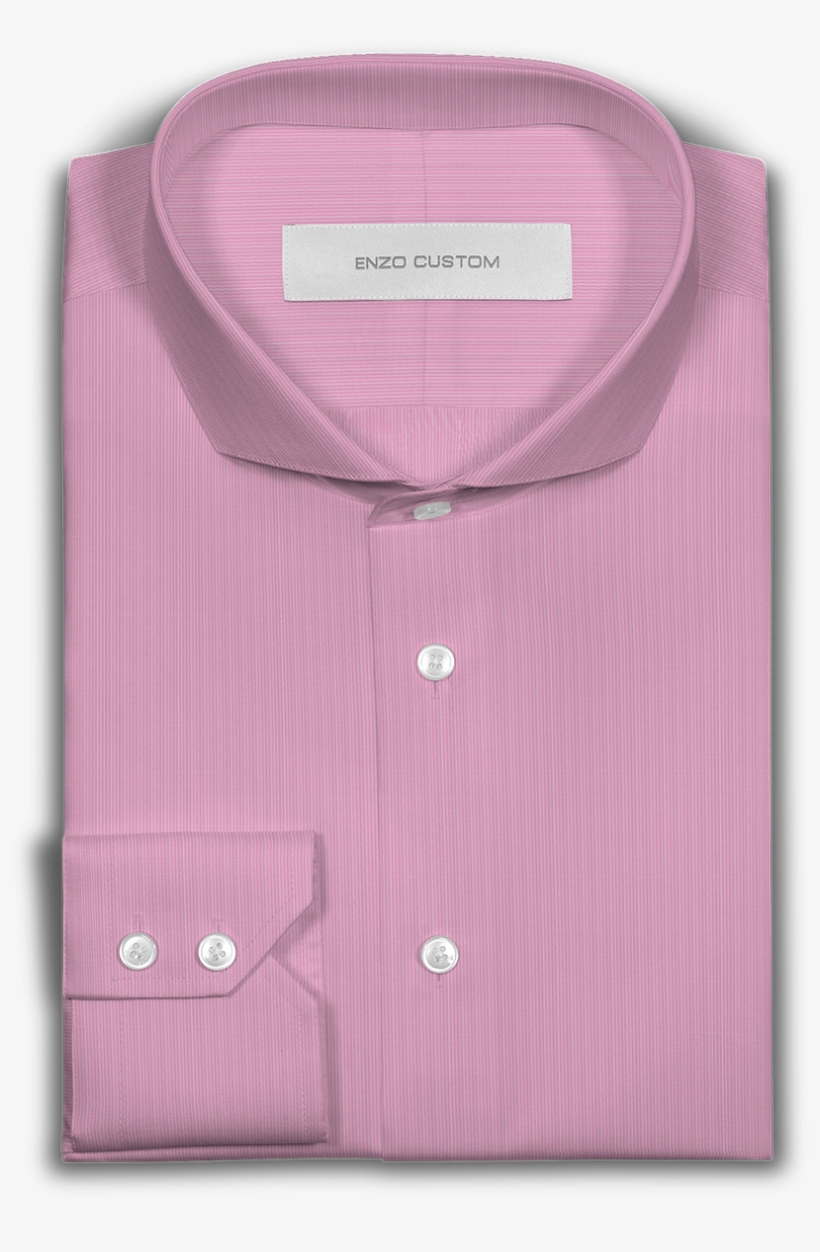 Pink/white Mini Striped Dress Shirt - Button, transparent png