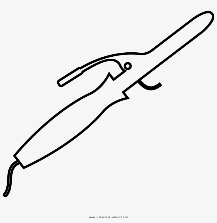 Curling Iron Coloring Page - Hair Iron, transparent png