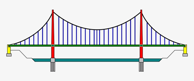 Not The Vertical Cables, But The Black Ones Connecting - Suspension Bridge, transparent png