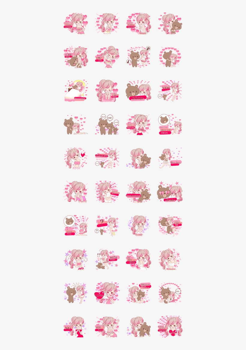 Love Love Love Kawaii Pinkgirl - Sticker, transparent png