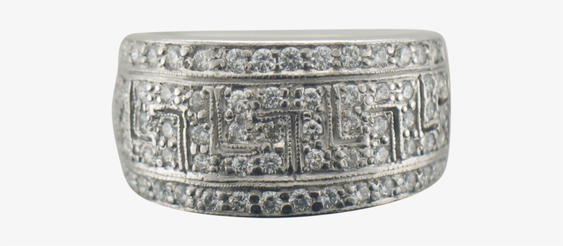 Vintage Platinum Greek Key Diamond Ring, transparent png