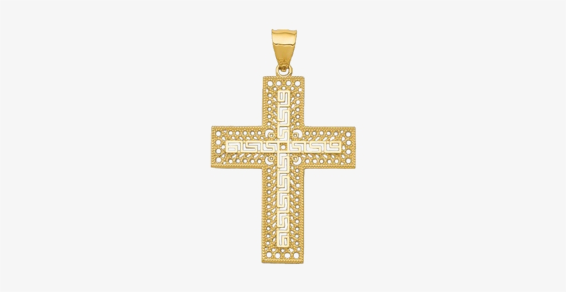 Filigree Greek Key Small Cross Pendant - Pendant, transparent png