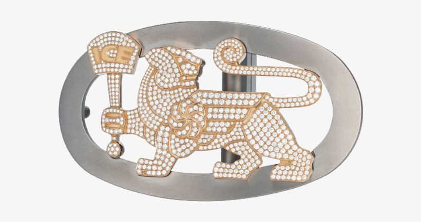 Icelink 18k Gold & Stainless Steel Iced Out Lioness - Belt Buckle, transparent png