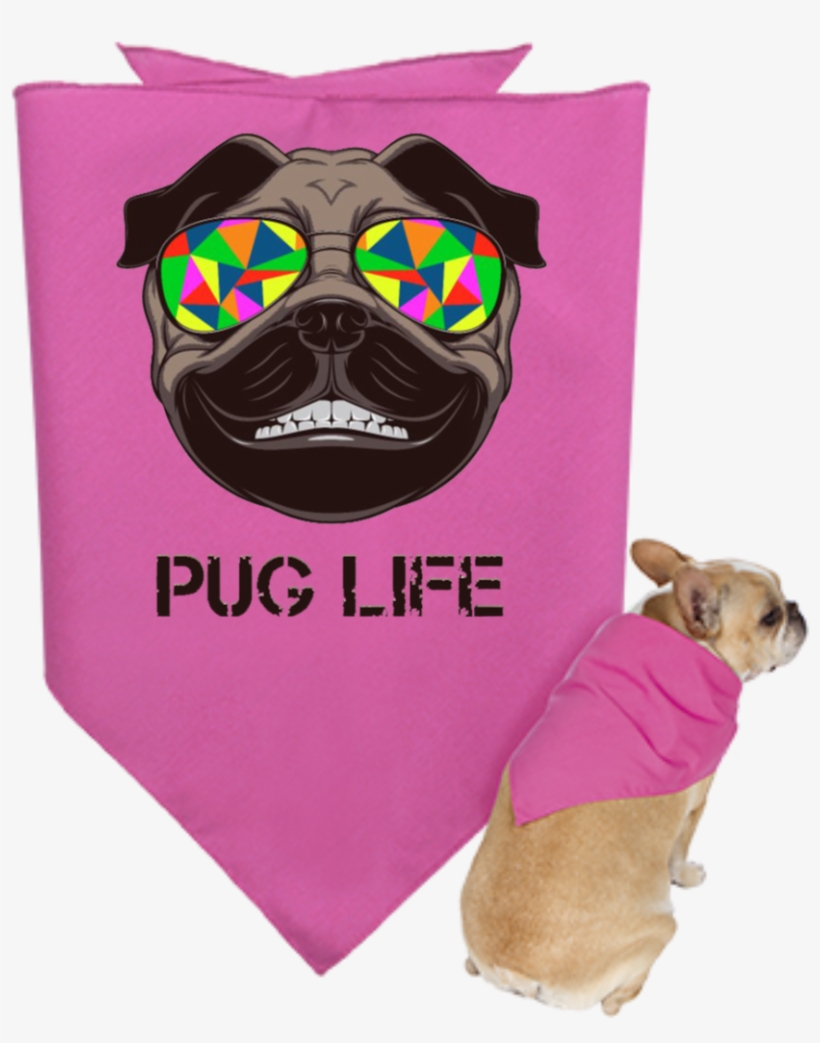 Pug Life - Cool Pug With Psychedelic Sunglasses Large Tote Bag,, transparent png