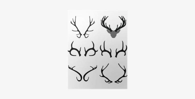Black Silhouettes Of Horns Of Deer , Vector Poster - Cuernos De Ciervo, transparent png
