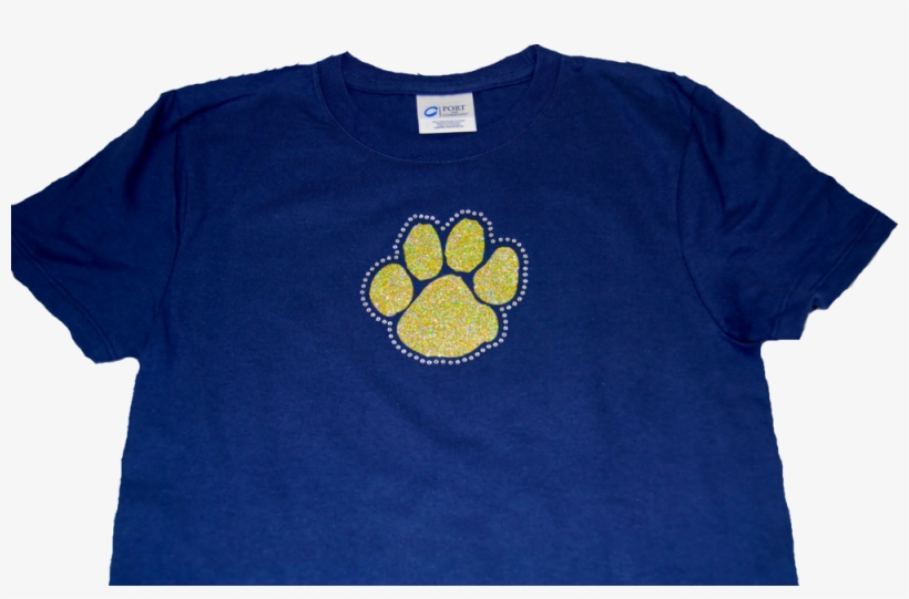 Ladies T-shirt With Gold Glitter & Rhinestone Paw Embellishment, transparent png