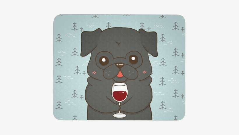 Black Pug Drink Wine Mouse Pad, Dog Lover Gift Mousepad - Dog, transparent png