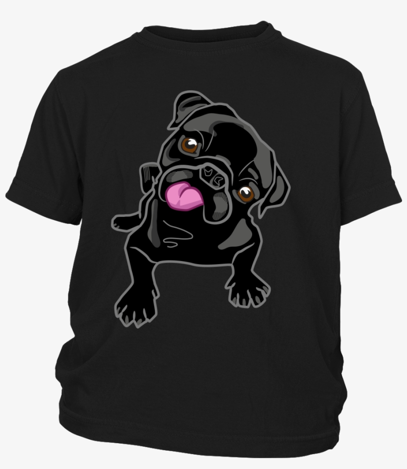 Black Pug Kids T-shirt - Shirt, transparent png