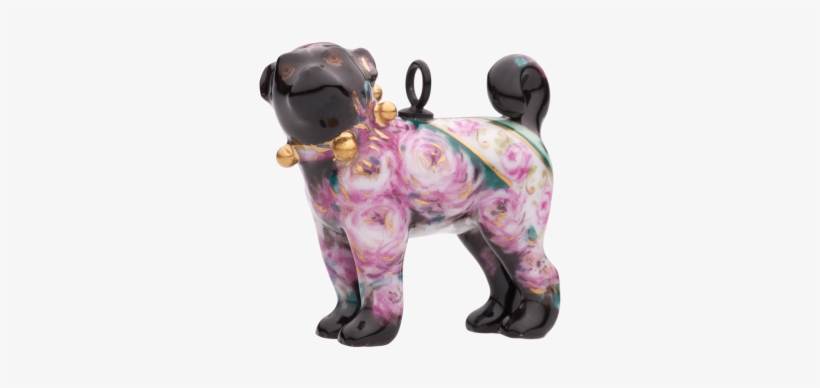 Meissen®-pug Black With Rose Decoration - Black, transparent png