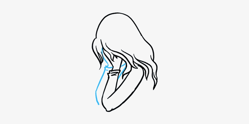 How To Draw Sad Girl Crying - Crying, transparent png