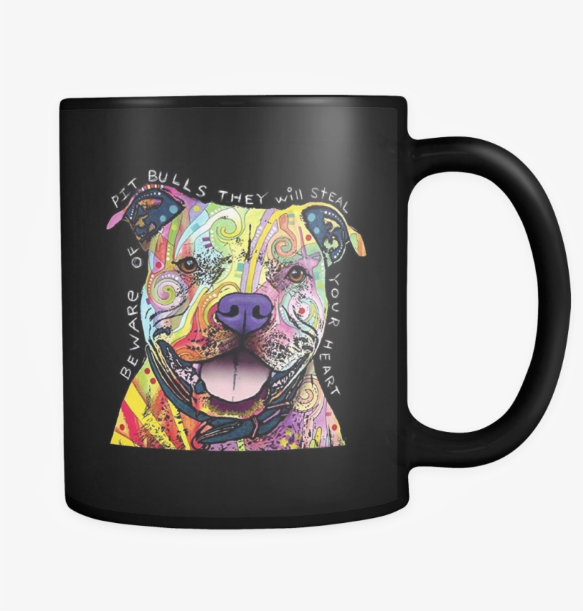Dean Russo Dog Pit Bulls Steal 11oz Black Mug - Tree-free Greetings 81201 29cm X 29cm Beware Heart, transparent png