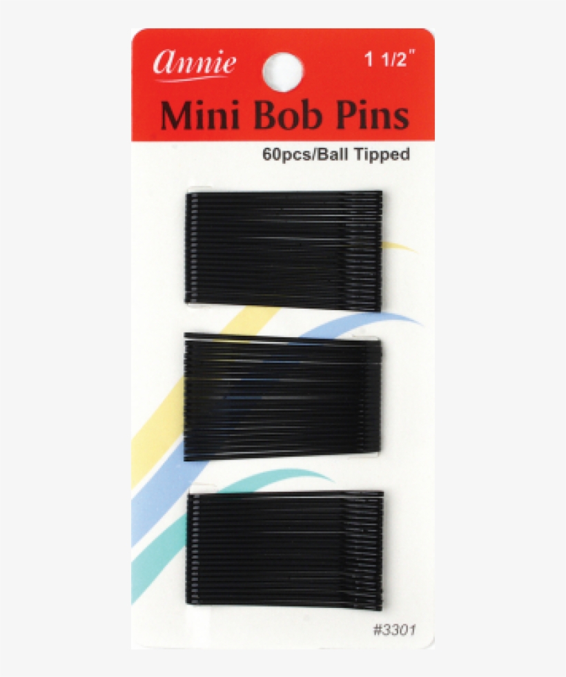 Annie 60pcs Ball Tipped Mini Bob Pins 1-1/2" Long #3301, transparent png