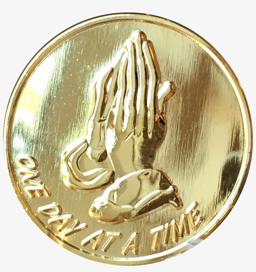 Praying Hands Gold Tone One Day At A Time Medallion - Praying Hands One Day At A Time Gold Tone Medallion, transparent png