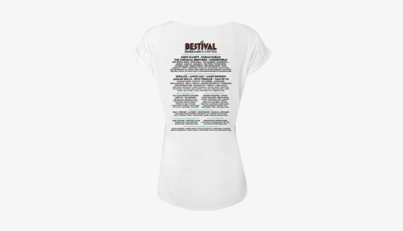 Bestival 2015 White Ladies Rolled Sleeve T-shirt - Active Shirt, transparent png