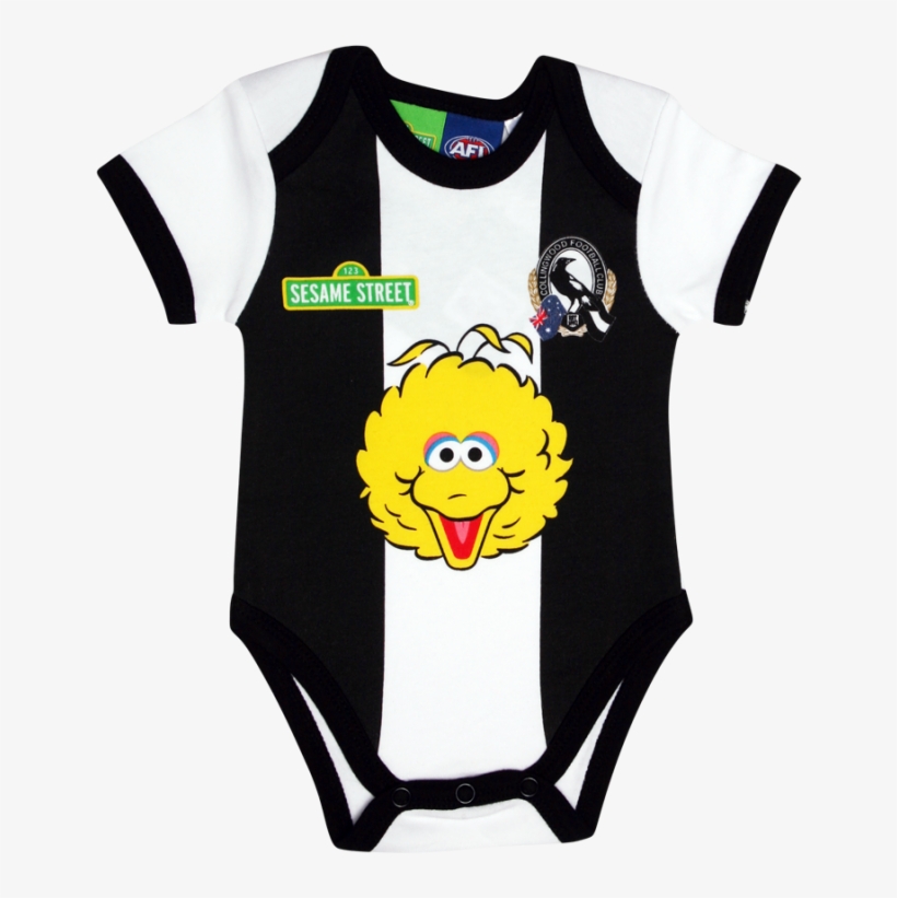 Collingwood Magpies Infants Sesame St Play Romper - Collingwood Magpies Sesame St 2 Piece Bib Set, transparent png