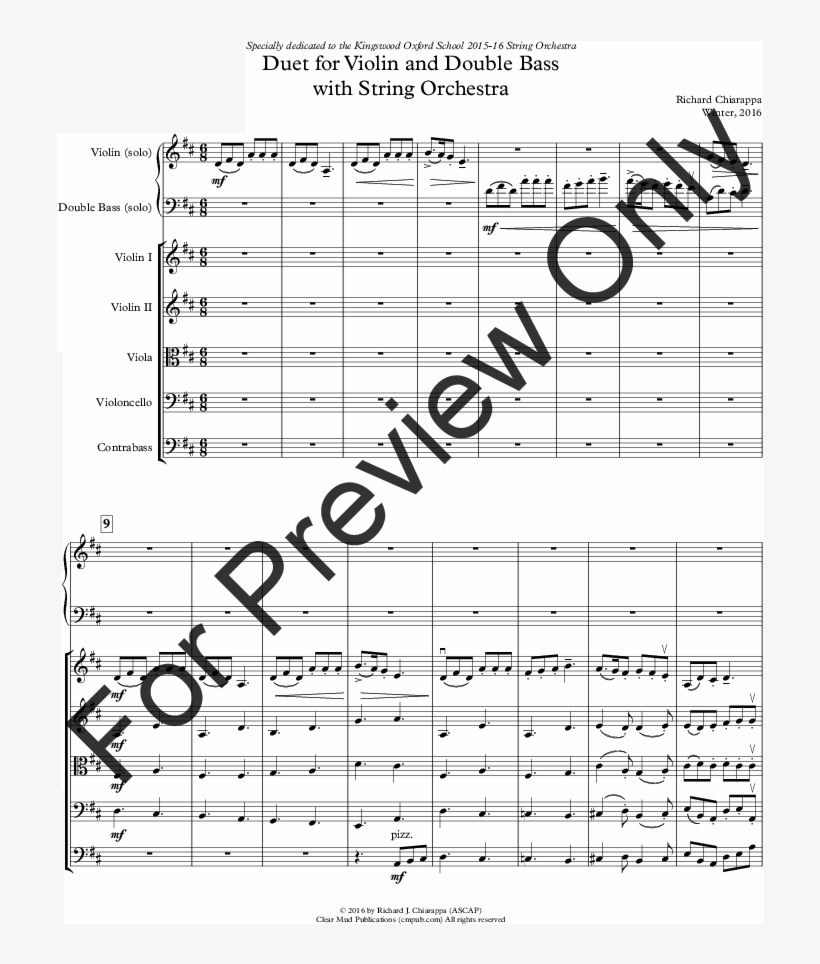 Duet For Violin And Double Bass Thumbnail - Alan Silvestri Full Score, transparent png