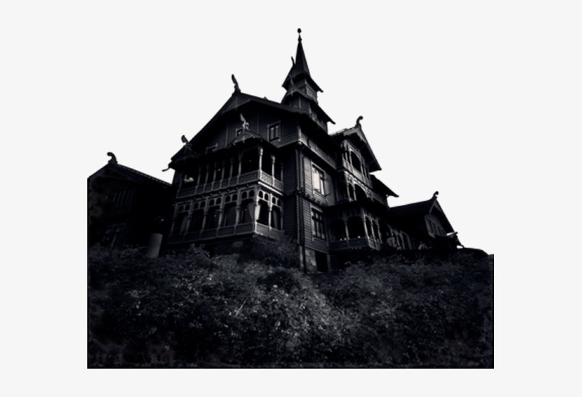 House-082 - Black And White Haunted House, transparent png