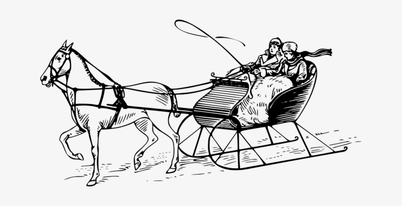 Horse Drawn Carriage Clipart Painting Horse - Horse And Sleigh Clipart, transparent png