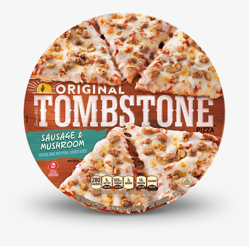 Original Tombstone Sausage & Mushroom Pizza - Tombstone Pizza Supreme, transparent png