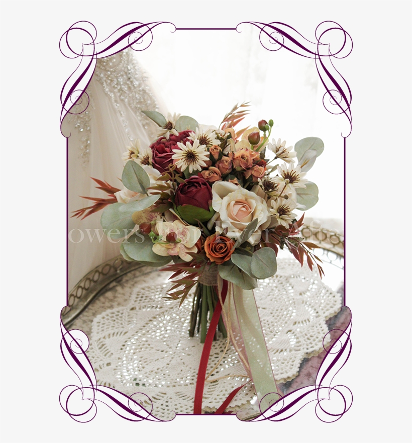 Silk Artificial Autumn Fall Wedding Bridal Bouquet - Cake Decorations With Wattles, transparent png
