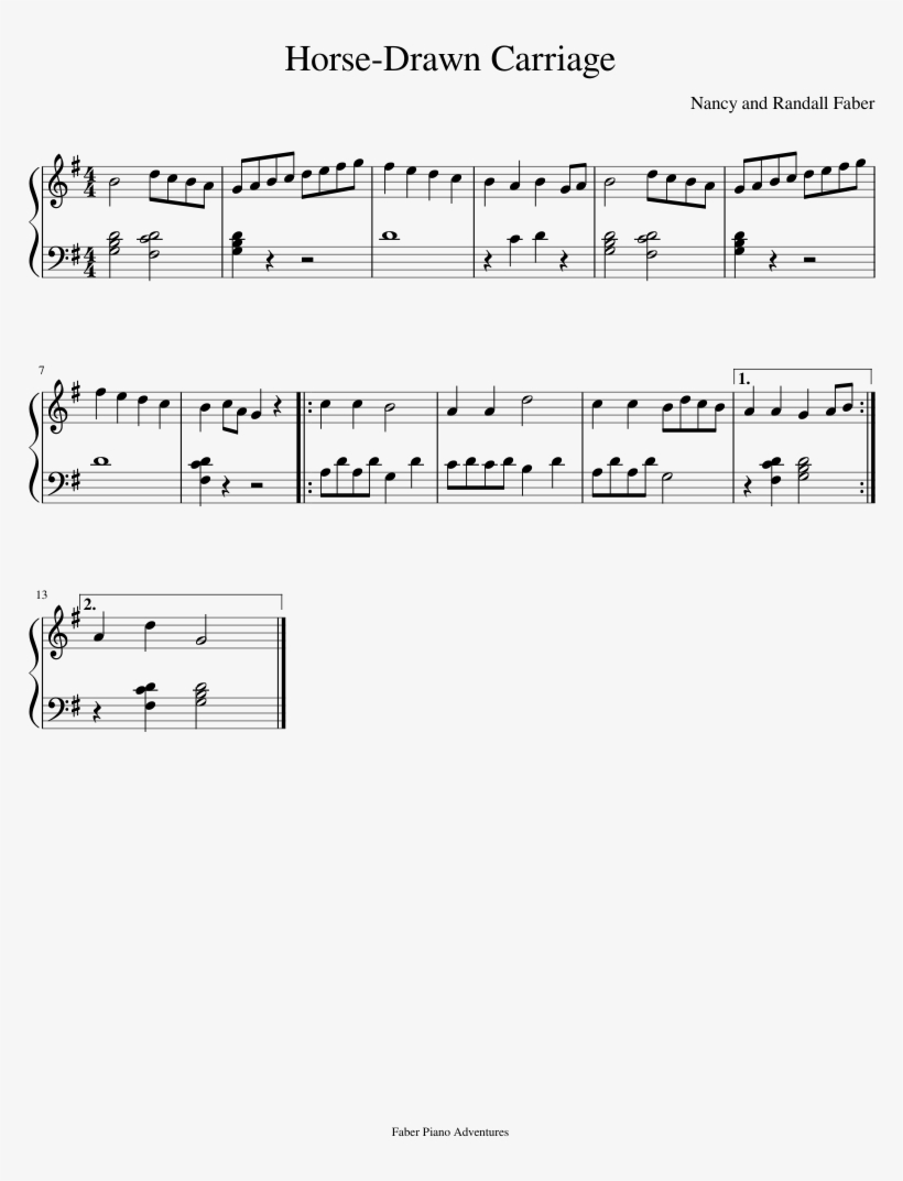 Horse-drawn Carriage Sheet Music Composed By Nancy - Way Back Home Piano Sheet, transparent png