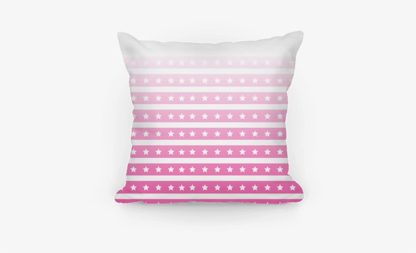 Pink Ombre Stars And Stripes Pattern Pillow - Cushion, transparent png