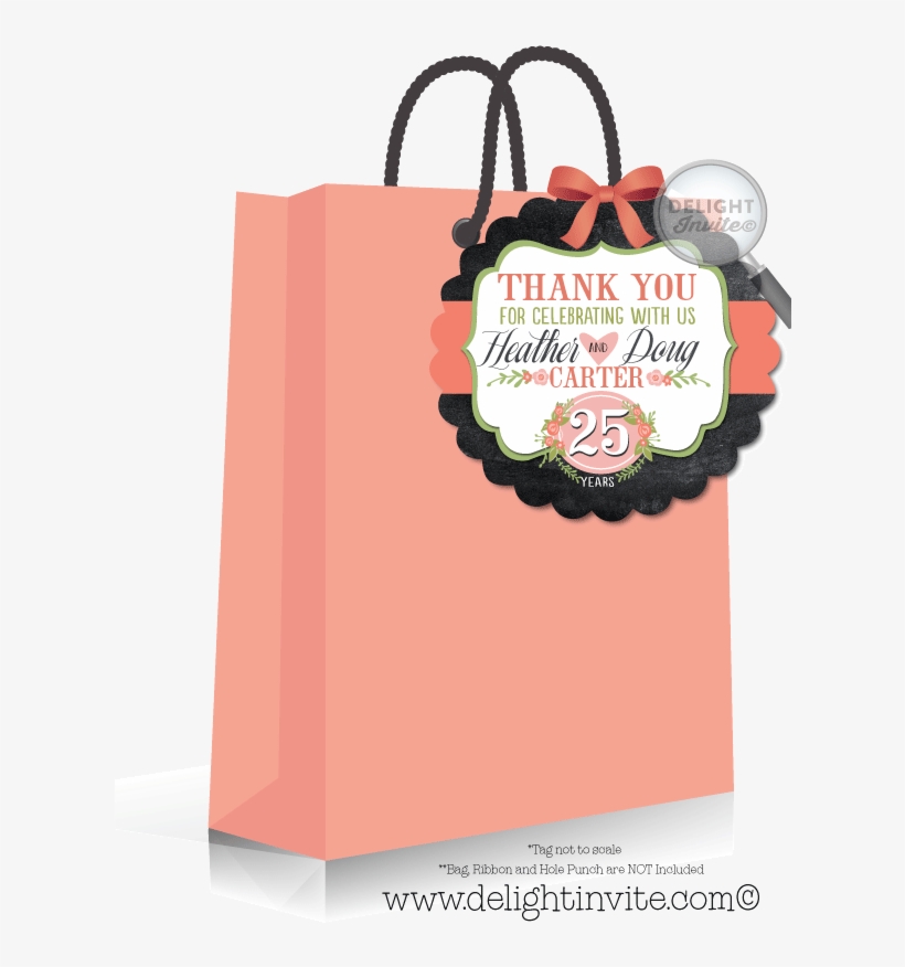 25th Wedding Anniversary Party Favor Tags - Birthday, transparent png
