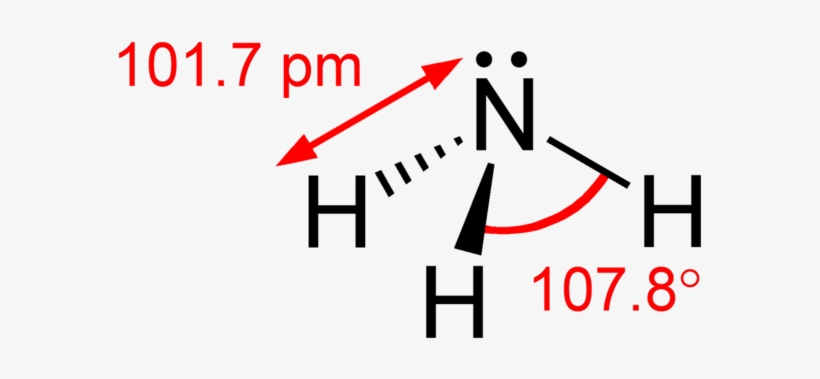 Ammonia Dimensions From Greenwood&earnshaw 2d - Structural Formula Of Nh3, transparent png