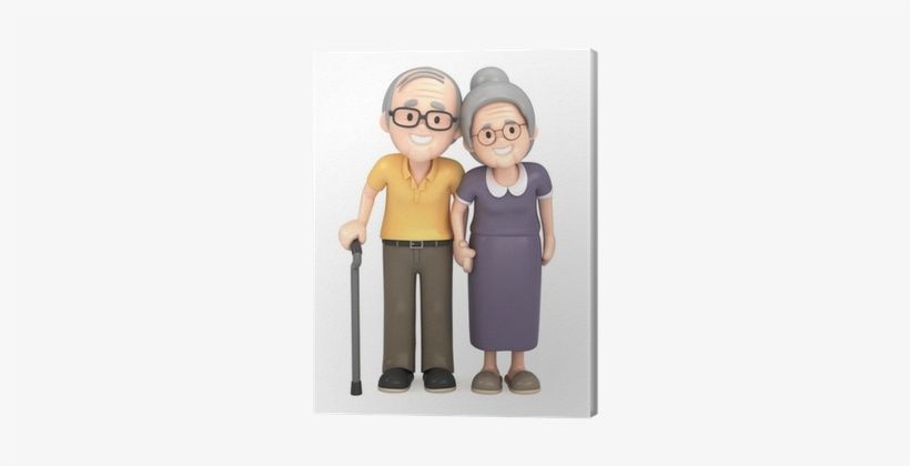 3d Render Of A Happy Old Couple Canvas Print • Pixers® - Grandmother And Grandfather Drawing, transparent png