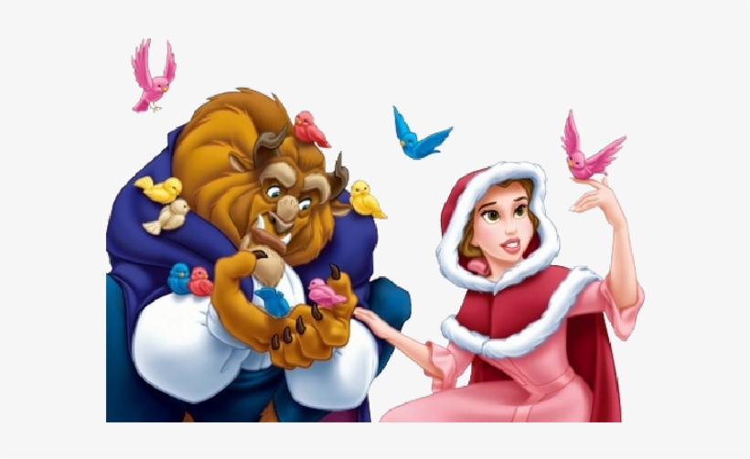 Disney Princesses Clipart Christmas - Beauty And The Beast, transparent png