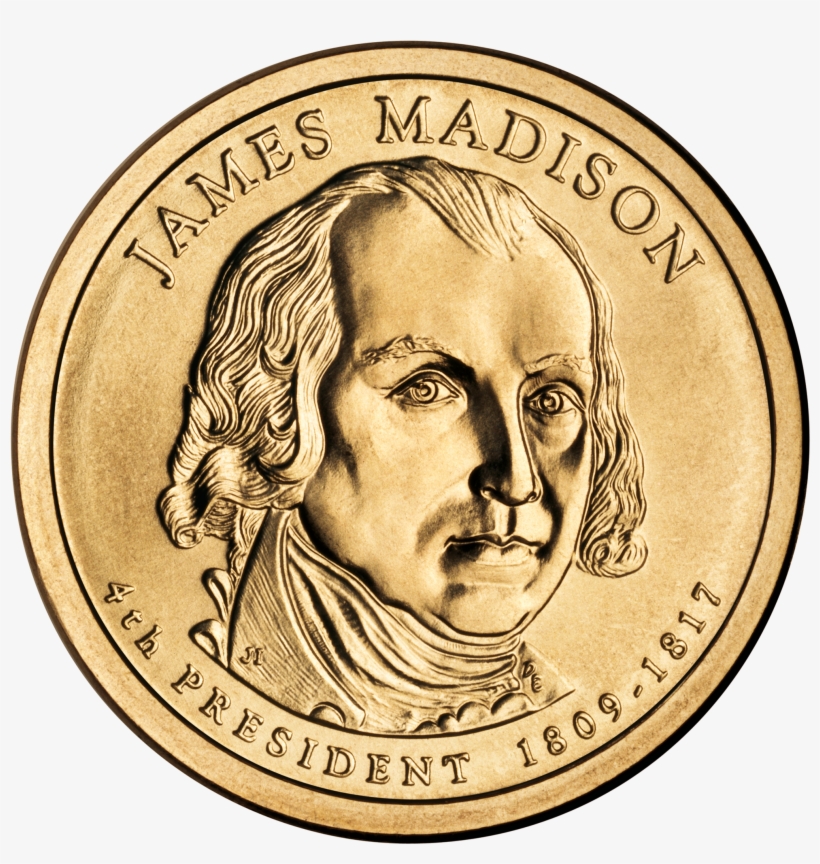 James Madison Presidential $1 Coin Obverse - James Madison Dollar Coin, transparent png