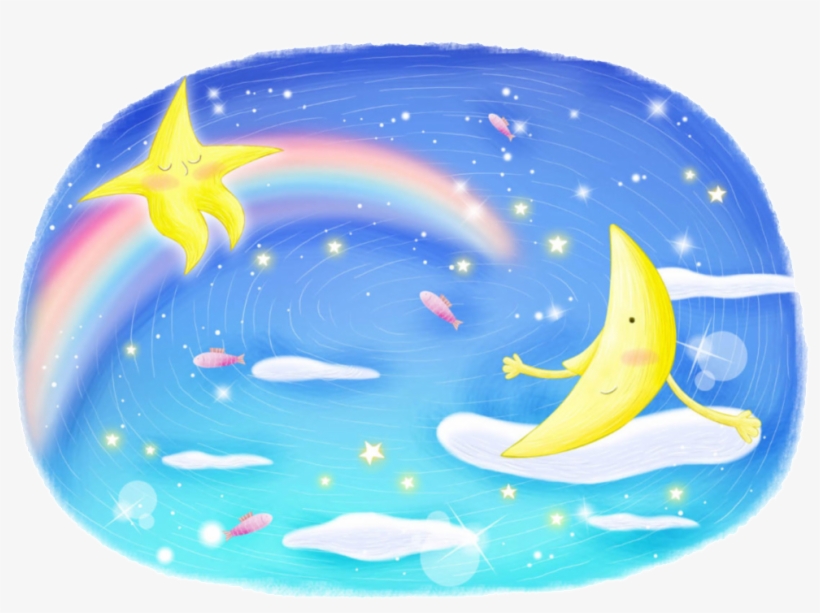 Fantasy Fairytale Starry Sky Pattern - 星星 月亮 卡通, transparent png