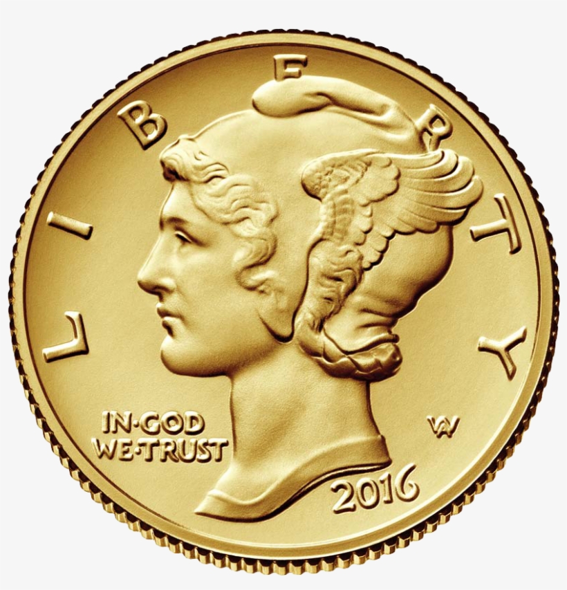 Goldmercurydime - 2016 Gold Mercury Dime, transparent png
