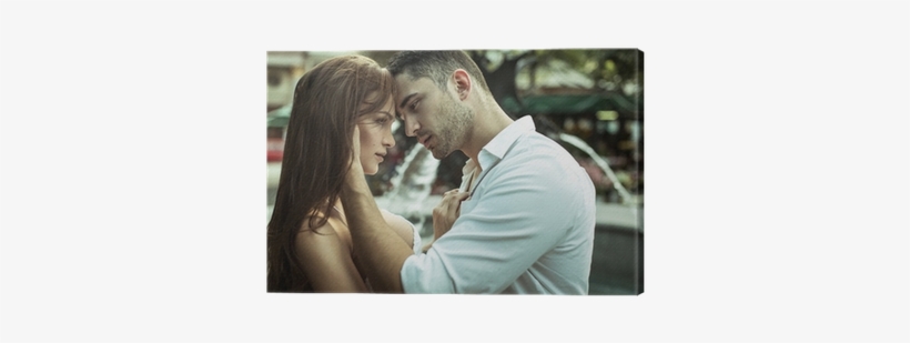 Young Couple Kissing Each Other On The Street Canvas - First And Forever [book], transparent png