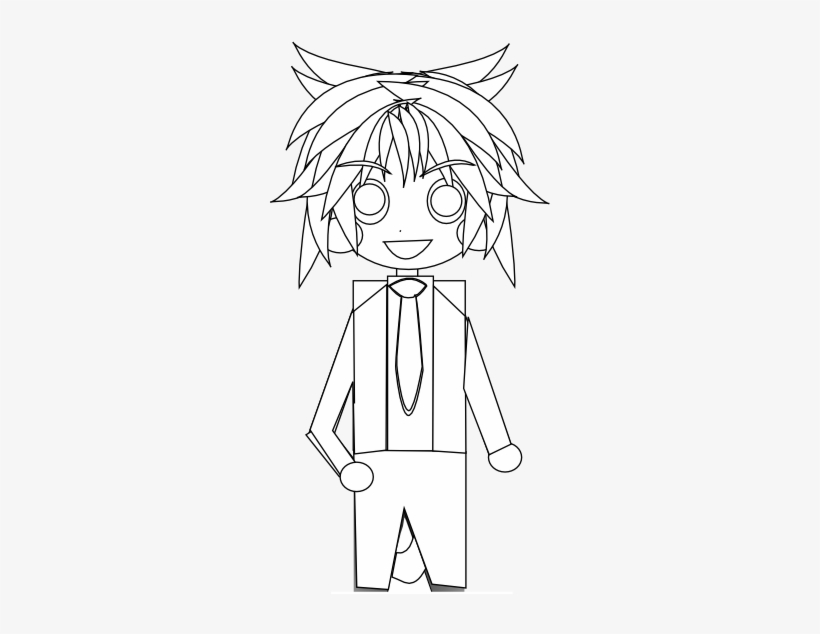 Anime Character Art 45 Black White Line Art 555px - Black And White Anime Character, transparent png
