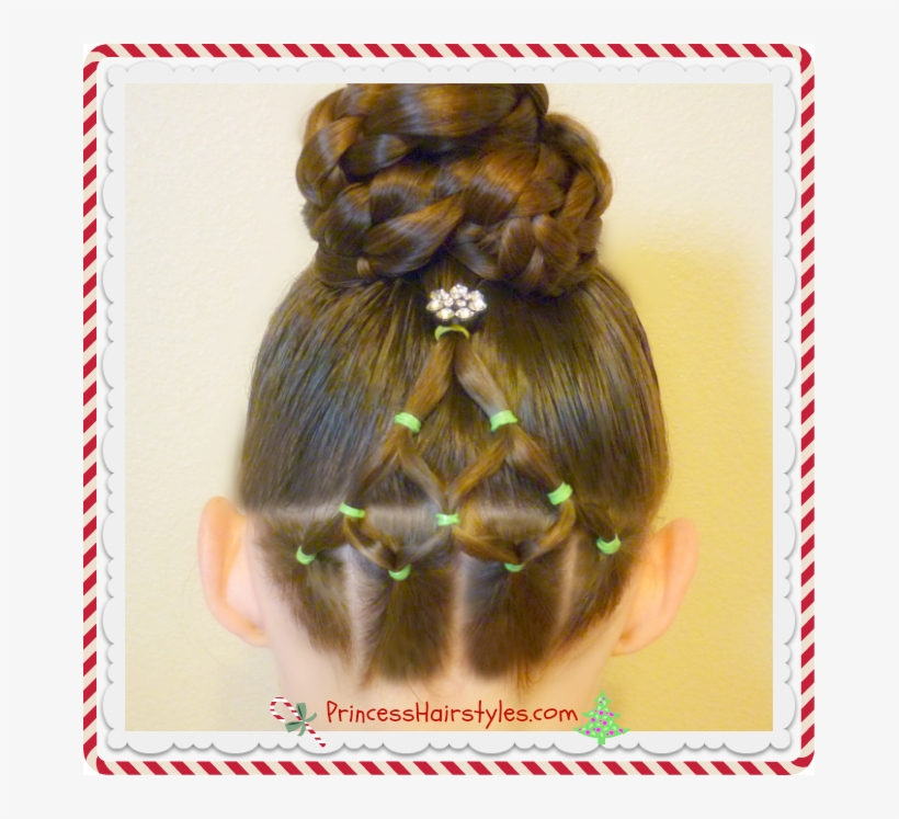 Elastic Christmas Tree Hairstyle And Bun Video Tutorial - Hairstyles Christmas, transparent png