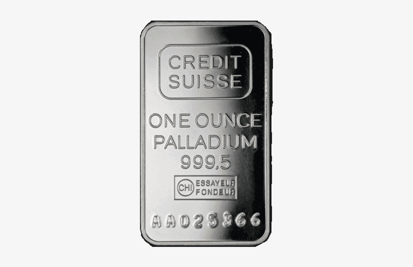 Frontal View Of A Minted 1 Oz Credit Suisse Palladium - Palladium Bars, transparent png