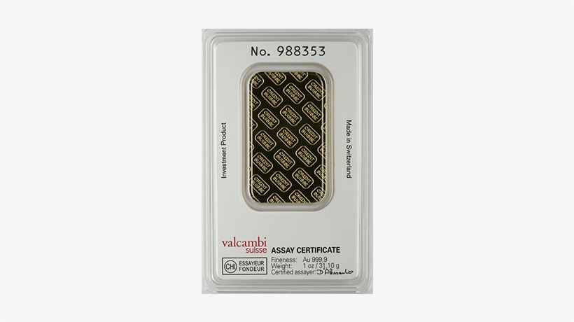 1 Oz Credit Suisse Gold Bar Front - Credit Suisse Bars Assay, transparent png