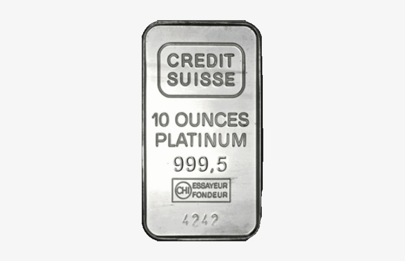 Frontal View Of A 10 Oz Credit Suisse Platinum Bar - 10 Oz Credit Suisse Platinum Bar, transparent png