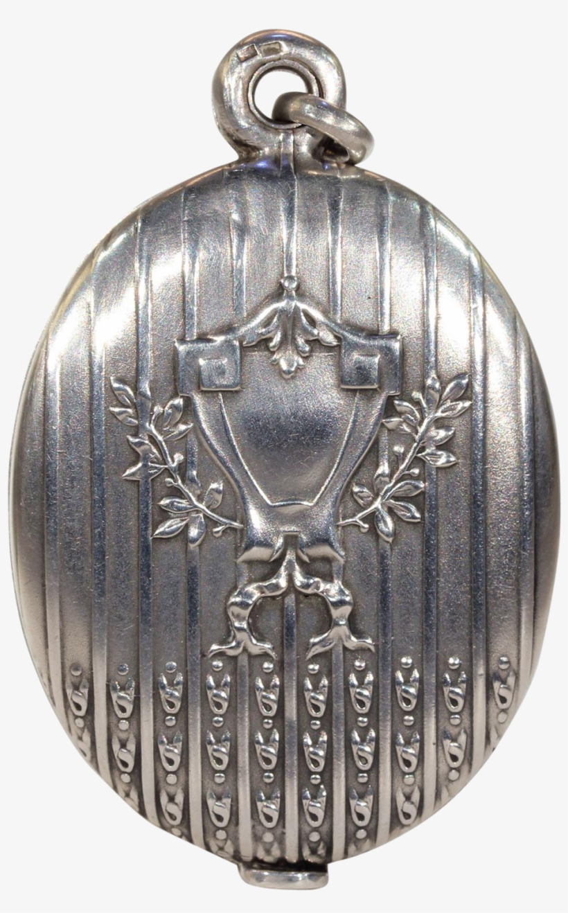 Antique French Silver Slide Locket Pendant Mirror And - Antique French Silver Slide Locket Pendant Mirror, transparent png